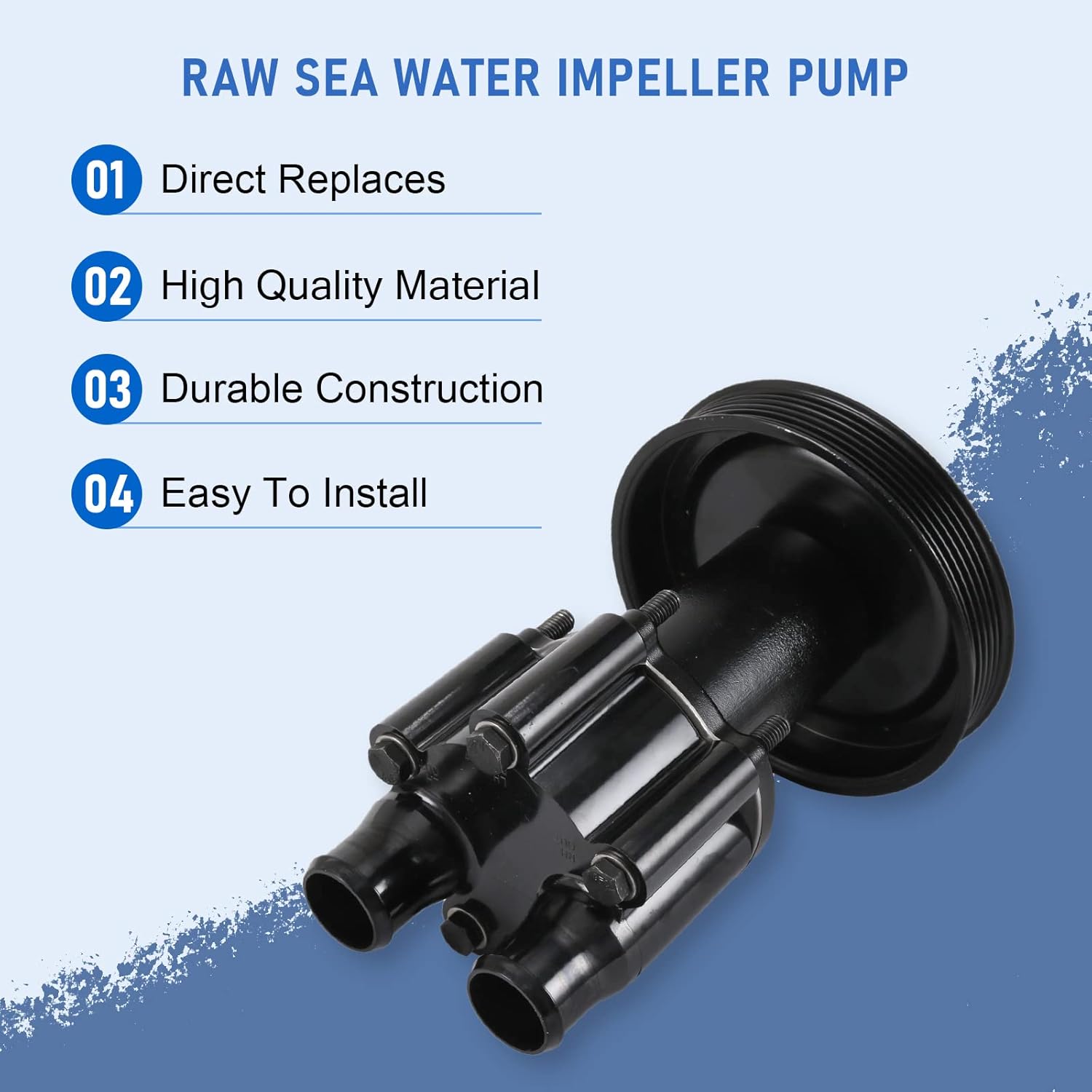 Raw Sea Water Impeller Pump 46-807151A9 replacement for Mercruiser Bravo 4.3L 5.0L 5.7L 6.2L 7.4L 8.2L with Serpentine Belt Pulley Sterndrive Engine Replace 46-807151 A9 46-72774A86