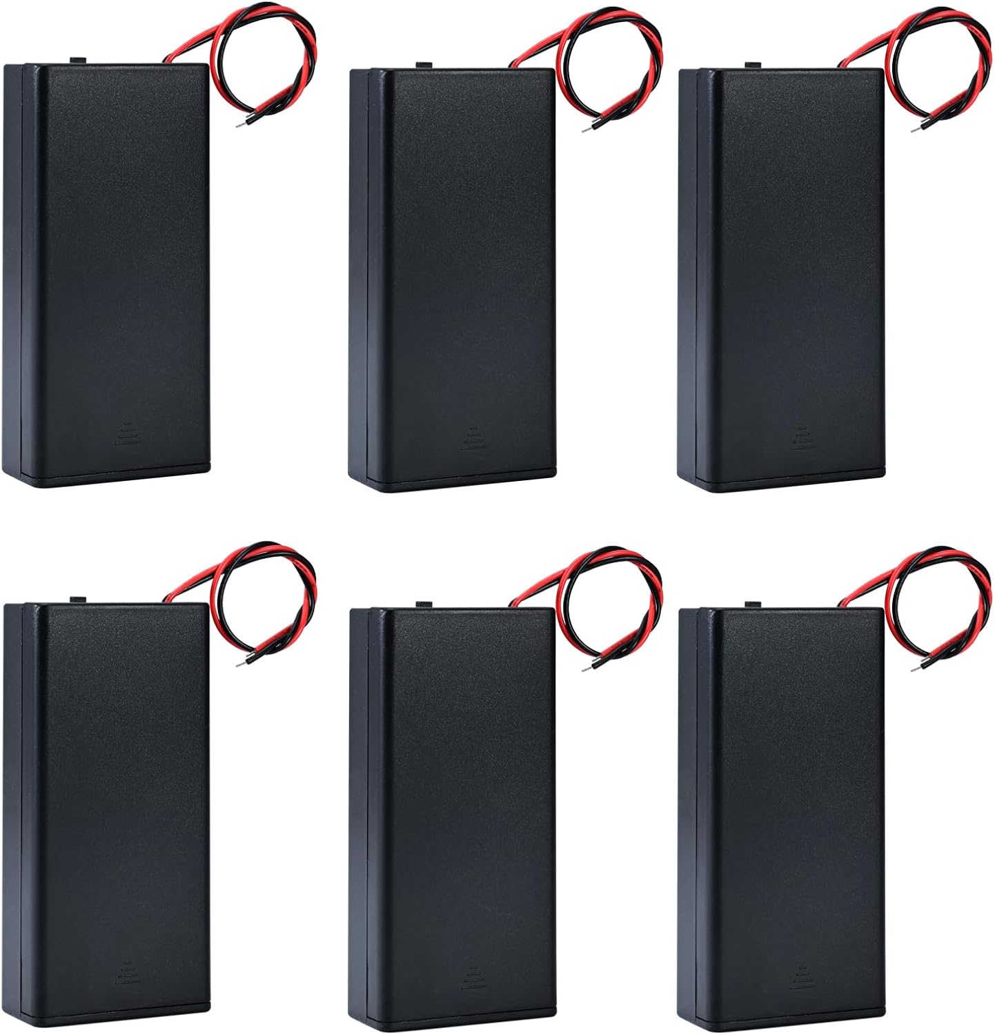 18650 Battery Storage Case Plastic 2 Slots Battery Holder with ON/Off Switch Secure 3.7V Container Box Protective Switch Cover（No Batteries Included） (6pcs)