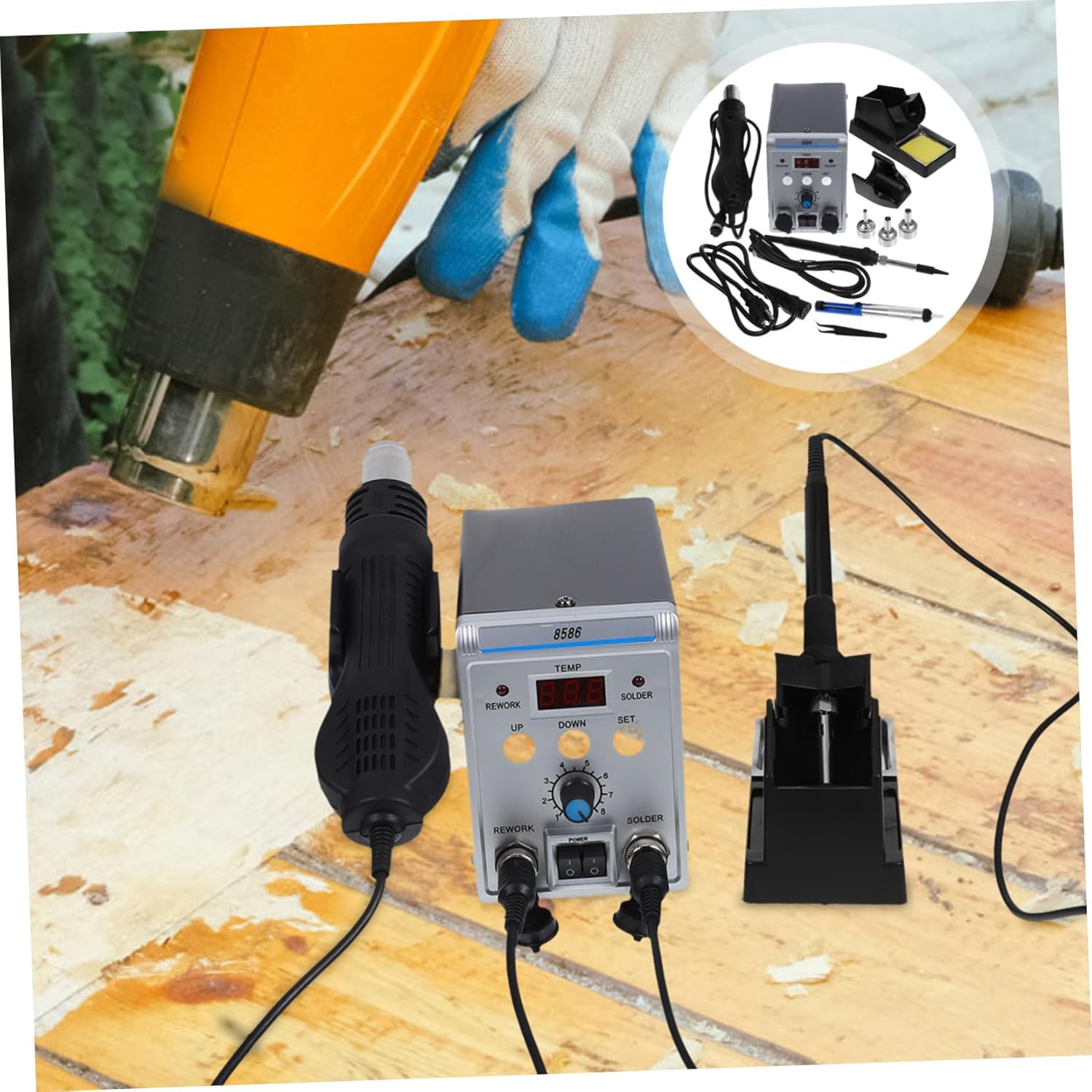 Homoyoyo 1set Digital Hot Air Rework Station Soldering Station Temperature Control Versatile Repair Tool for Electronics Jewelry and Projects Voltage Efficient Heating