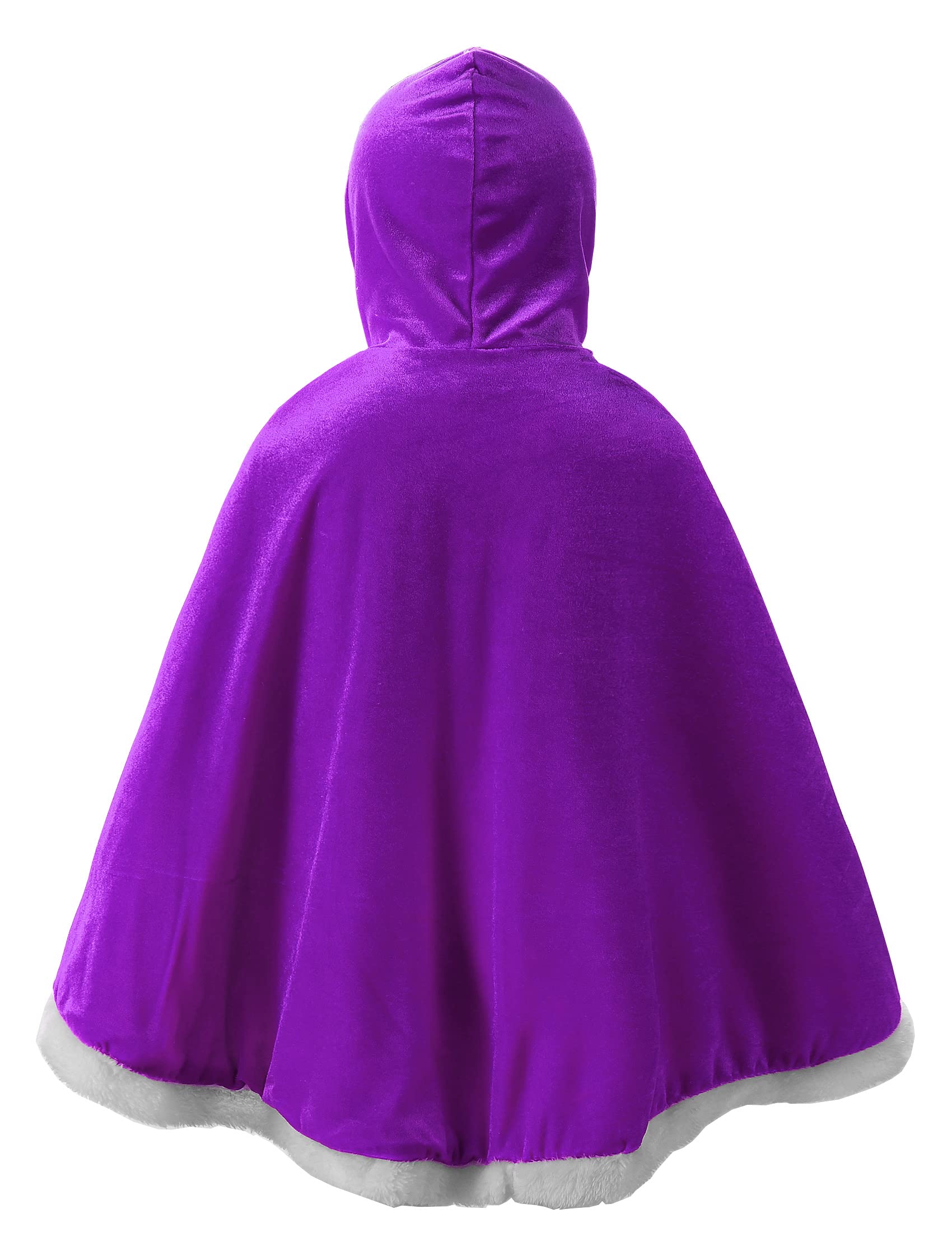 JerrisApparel Girl Cape Wedding Cloak Dress Coat Matching Snow Princess Costume (140, Purple) - Image 3