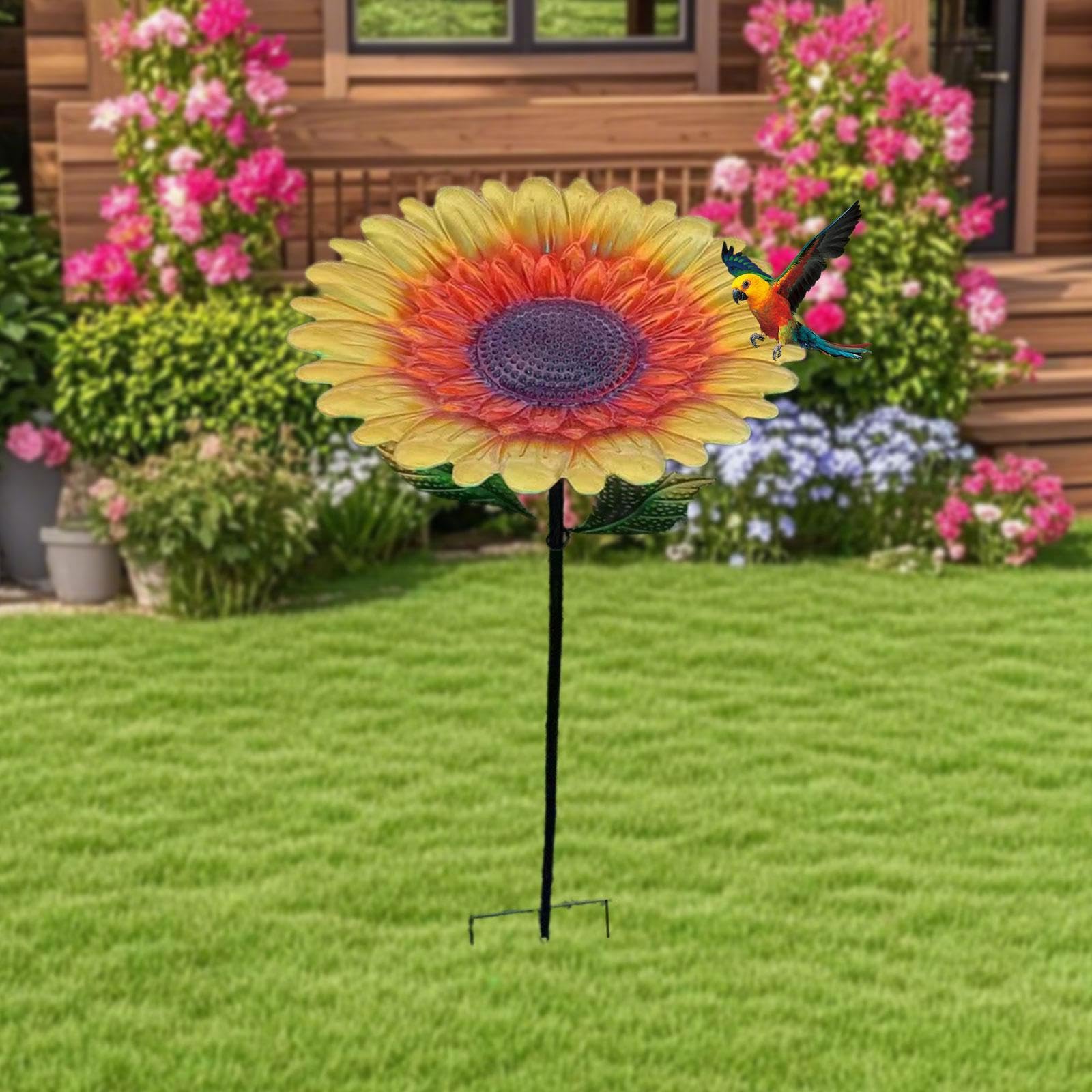 Flower Birdfeeder Bath Stick into Ground Bath Tray Feeder for Yard Courtyard Golden Brown |Home & Garden | Yard, Garden & Outdoor Living | Bird & Wildlife Accessories | Birdbaths-image-32