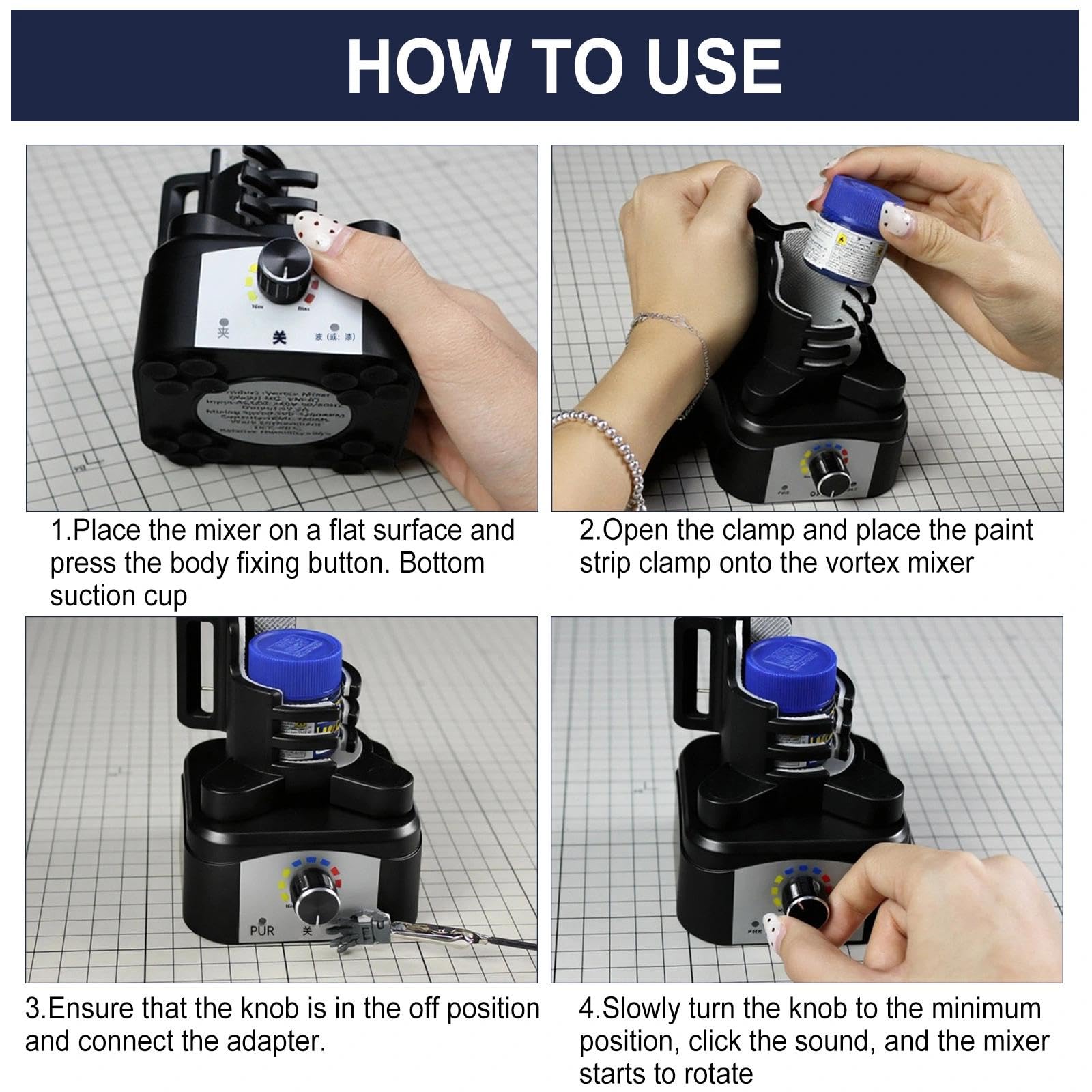Mezclador vorticial, 500-3200 rpm, tres velocidades | Agitador vorticial para líquidos, apto para 10-100 ml, agitador vorticial esmaltes de uñas, laboratorio, pinturas acrílicas