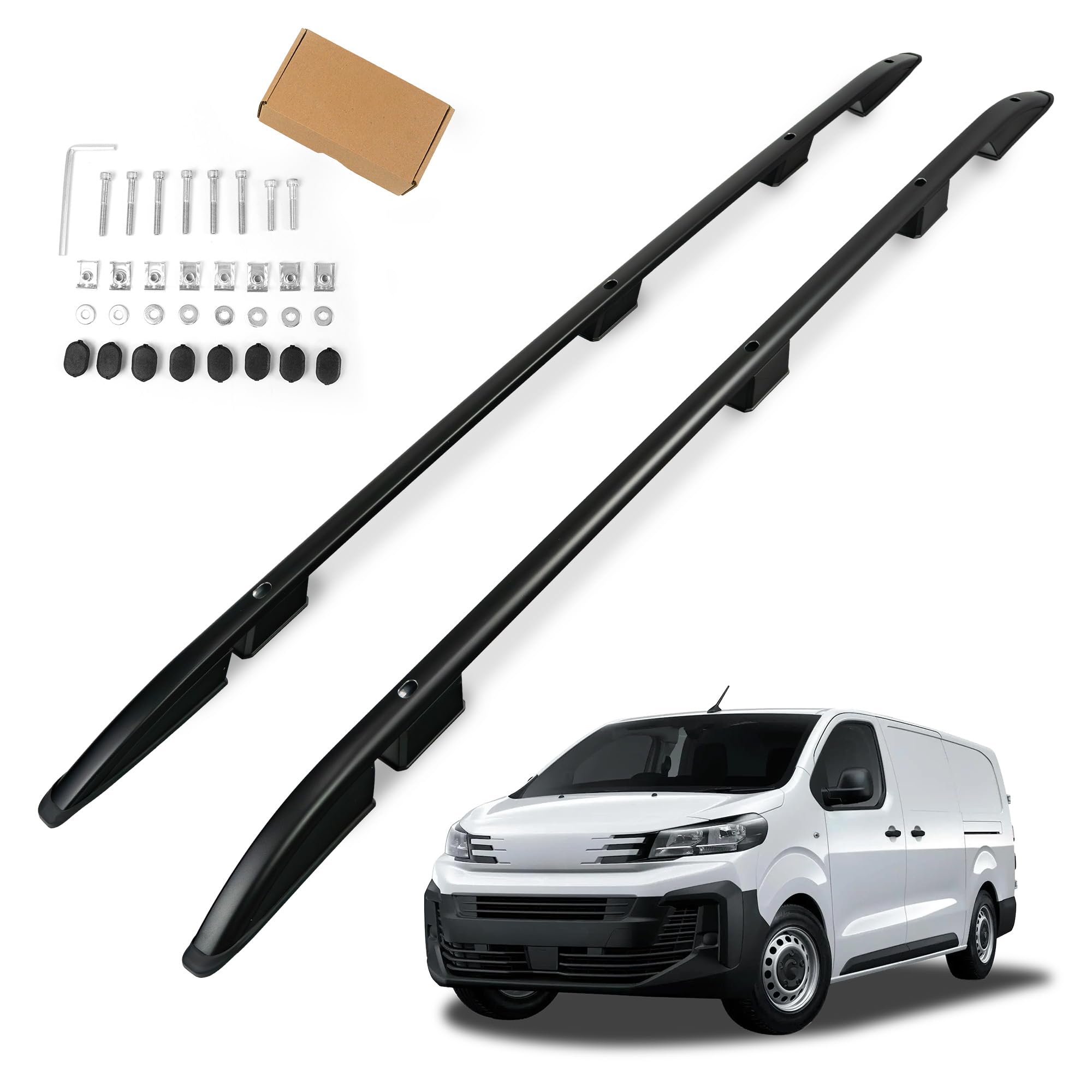 CHROMEMASTER | Les Barres de Toit Compatible avec Peugeot e-Expert L2 Standard Moyen 2020+; Rails de Toit Conçus pour Le Montage de Barres de Toit, de Coffres de Toit, de Porte-vélos | Aluminium