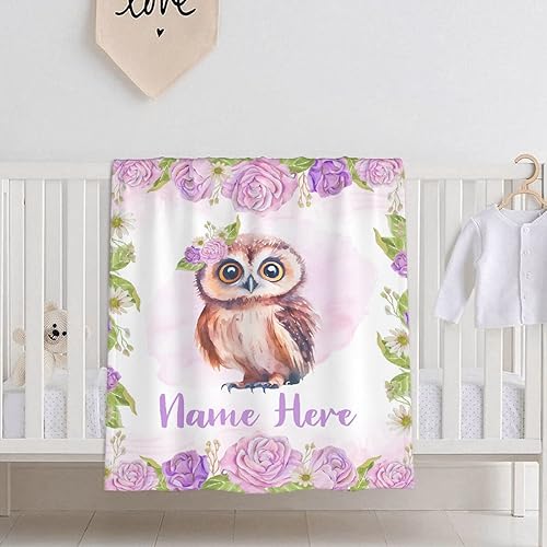 Miniatura 426 de Manta personalizada con diseño de jirafa y elefante, manta de franela suave, acogedora y ligera con nombre para sofá, cama, sofá, regalo, unisex