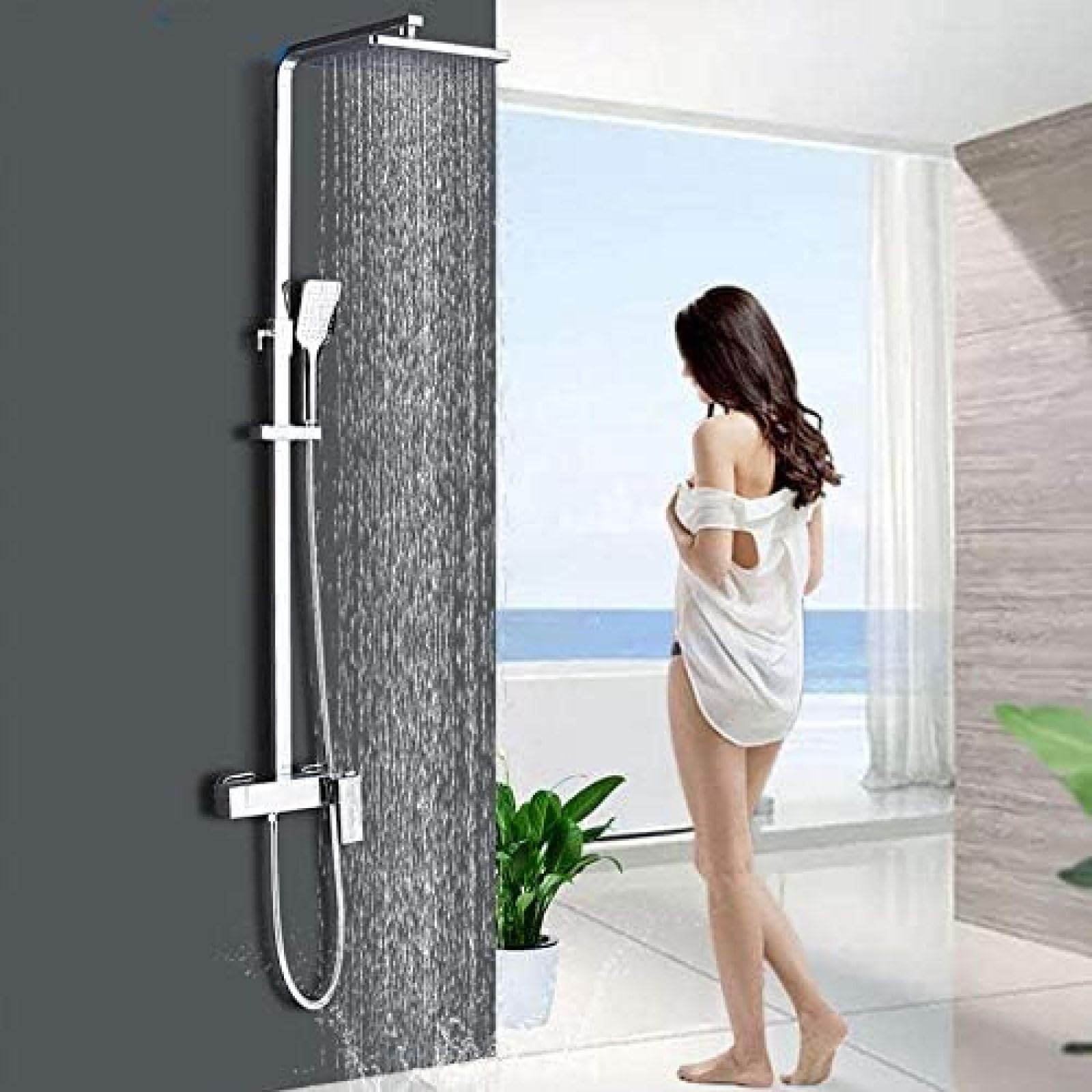 GLJTUO Shower System, Shower Faucet Sets Wall Mounted Shower System Bath Shower Kits Rainfall Shower Head Brass Mixer Valve Handshower
