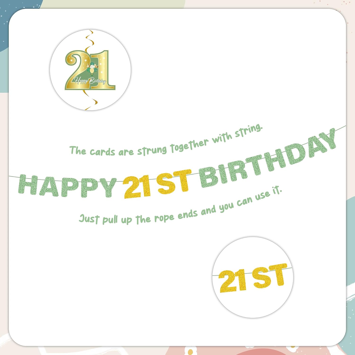 21st Birthday Decorations Banner Him - 15 Pcs Sage Green Awesome Since 2005 Backdrop Cloth Hanging Swirls Number Balloon Cake Topper Honeycomb Party Supplies for Her 21 Year Old Men Women Decor Gifts image 3