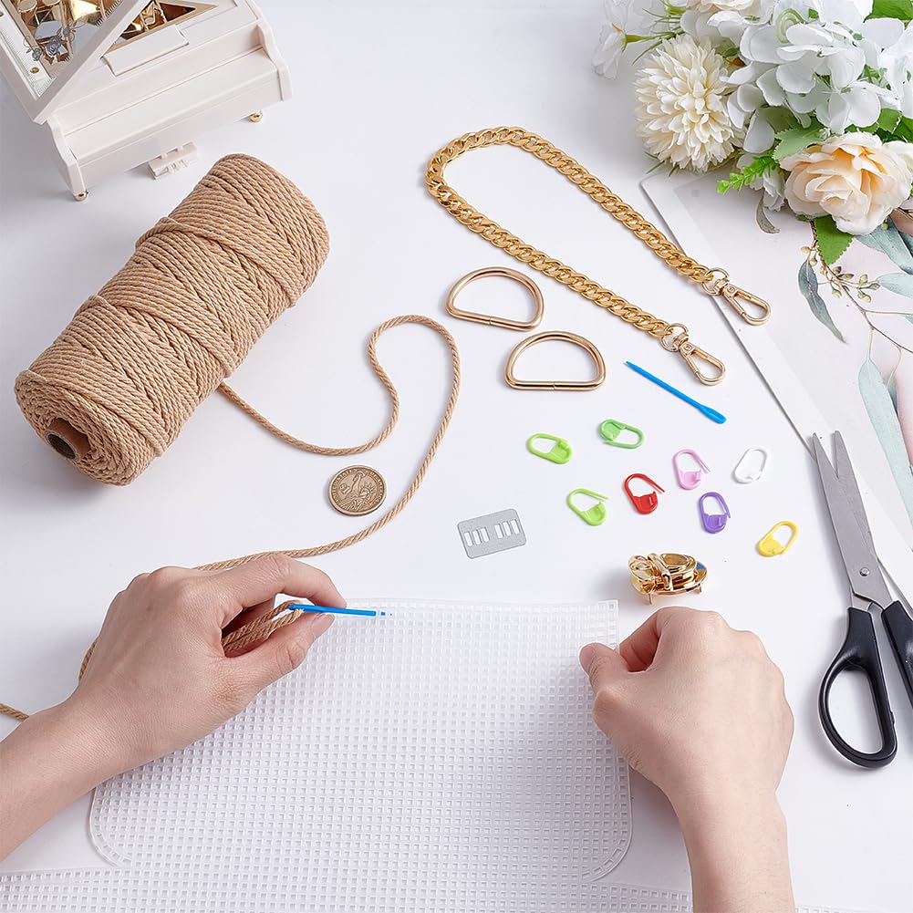 FREEBLOSS DIY Netztaschen Set Aus Kunststoff Canvas Leere Netz Canvas Blätter Für Stickereien Nadelspitzen Bastelset Strick Und Häkelprojekte Zubehör Zur Handtaschenherstellung Beige Baumwollkordel
