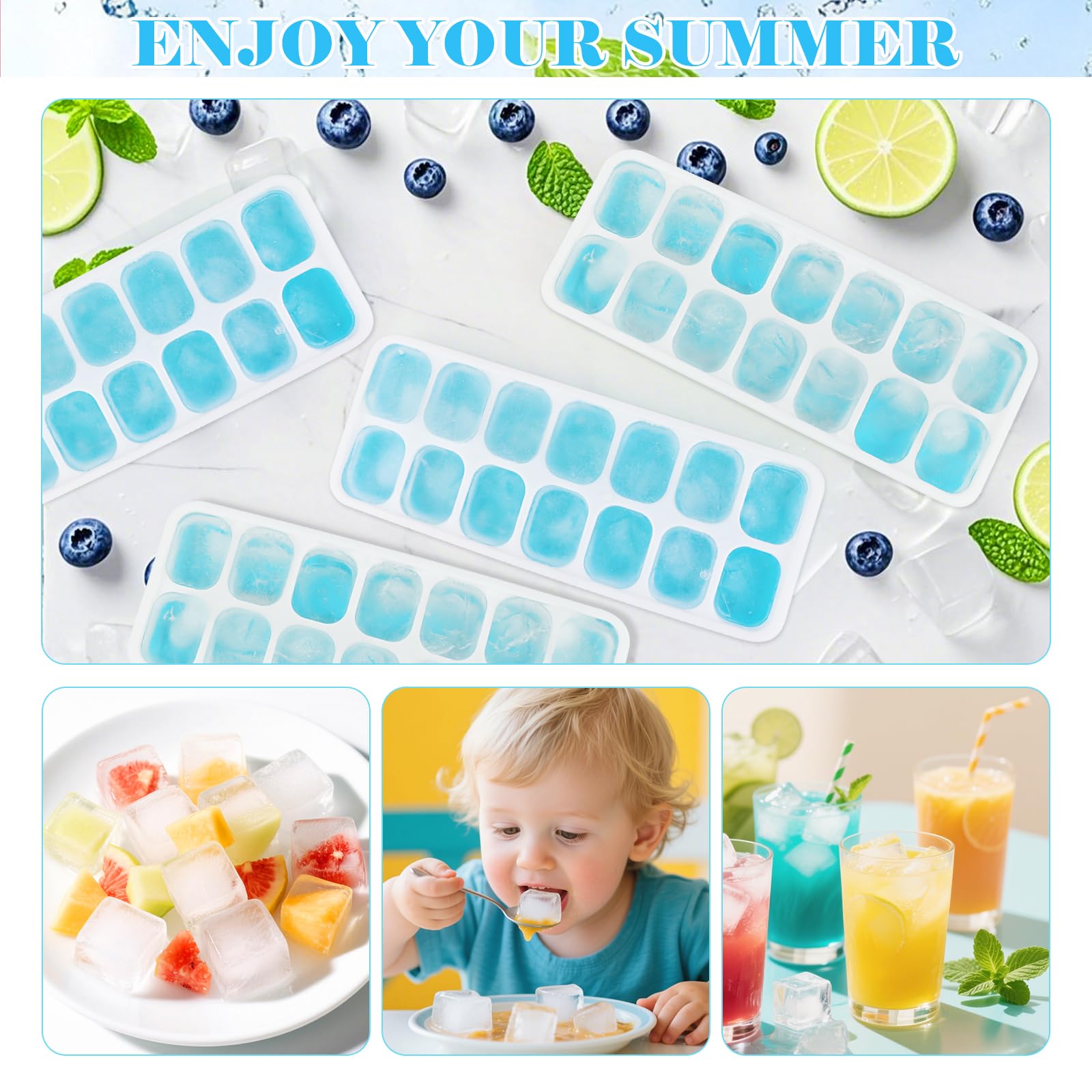 Stampo Cubetti Ghiaccio In Silicone 4 Pezzi - Impilabile, Con Coperchio, Per Cocktail E Bevande - Foto 14