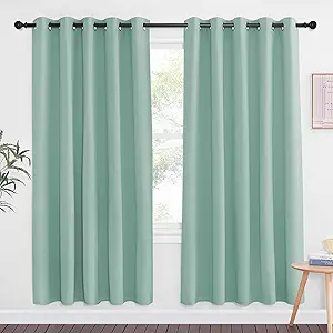 NICETOWN Aqua Blue Blackout Curtains for Bedroom 72 Inches Long, Thermal Insulated Room Darkening Grommet Window Curtains for Living Room Nursery, 66 inch x 72 inche, 1 Panel