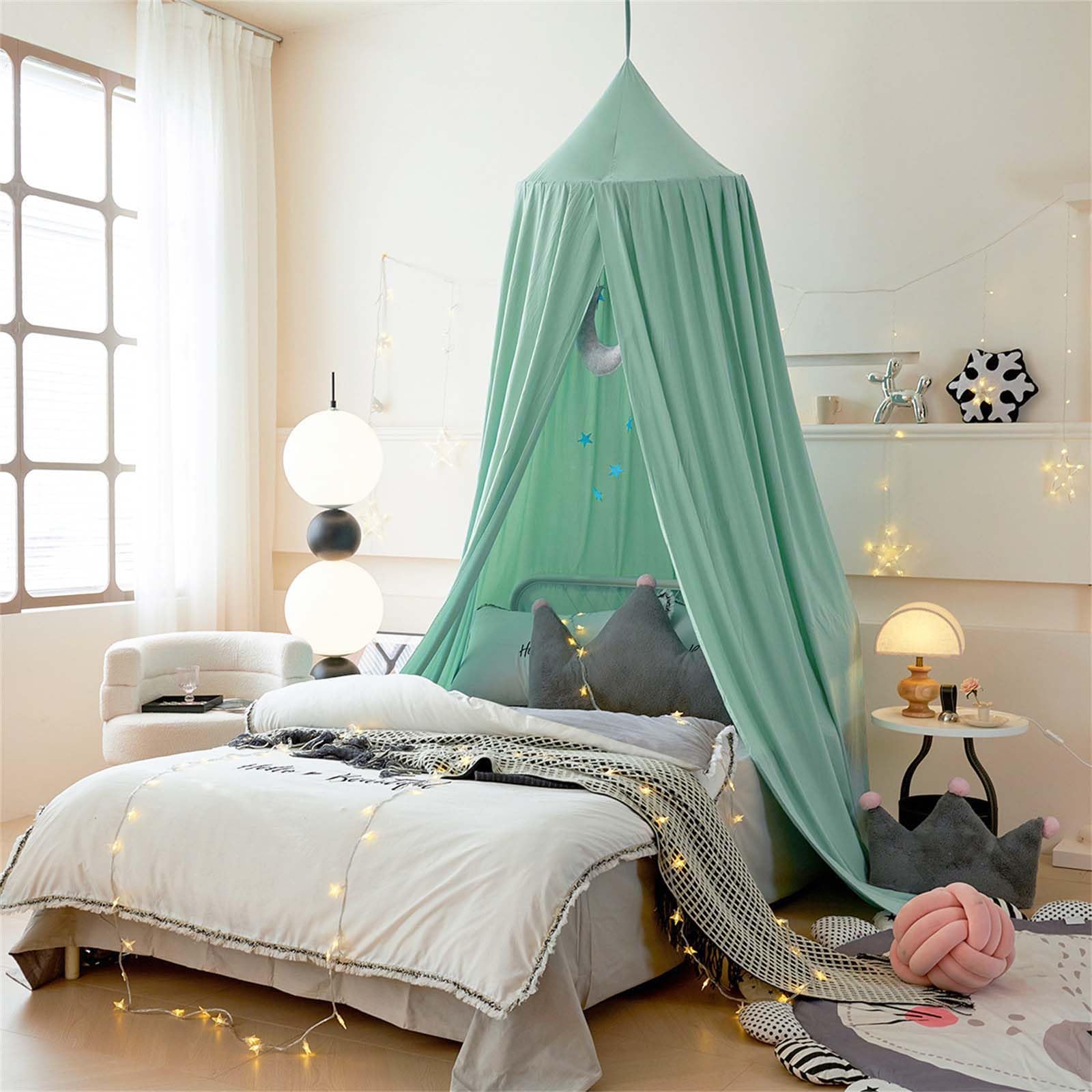 Dosel de cama para bebé, mosquitera para niños, dosel de encaje, cortina de cama con dosel para niñas, cama con dosel para juegos, lectura, dormitorio, vestidor (verde)