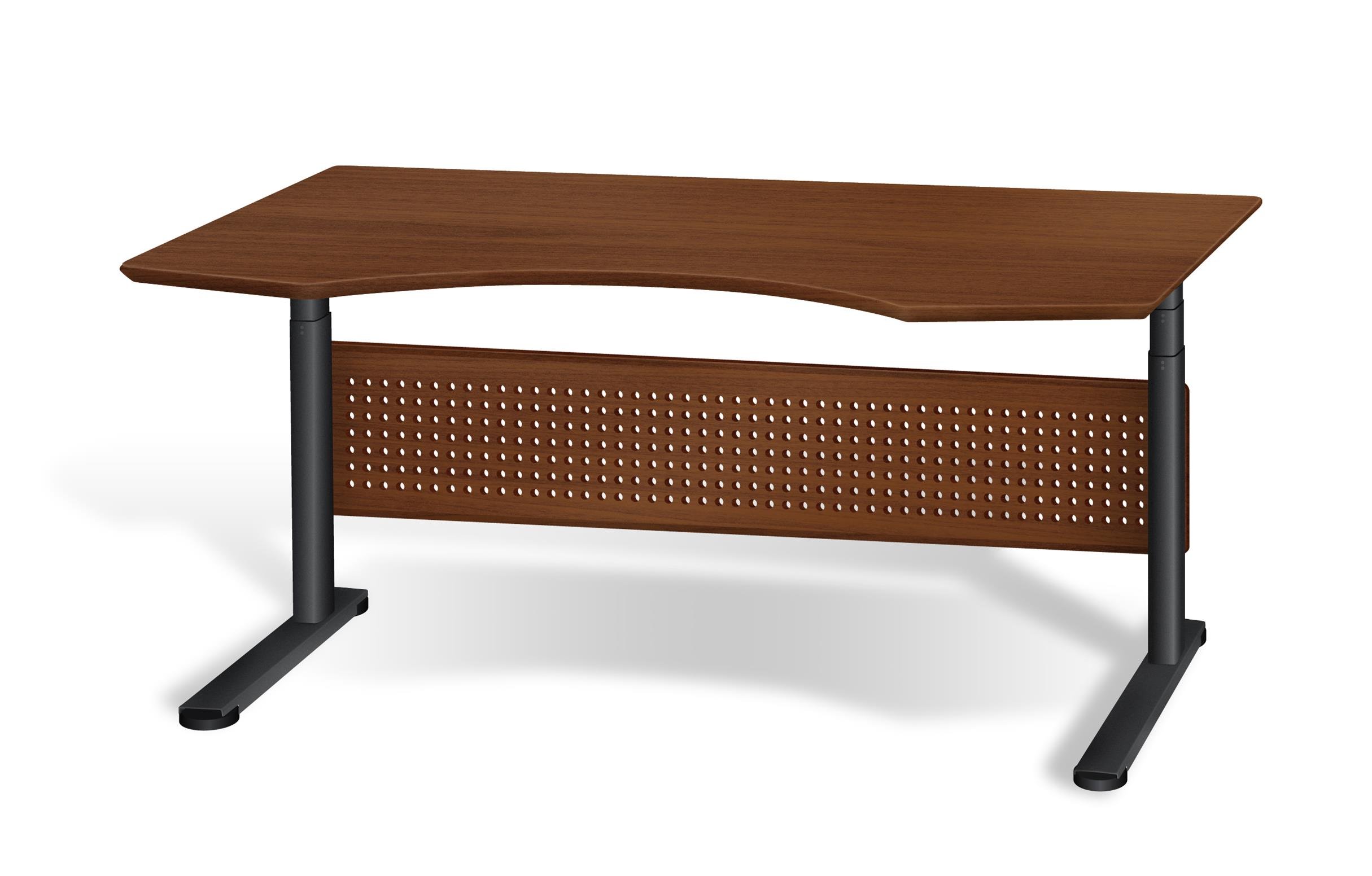 Unique Furniture Height Adjustable Sit Stand Desk, 63", Cherry