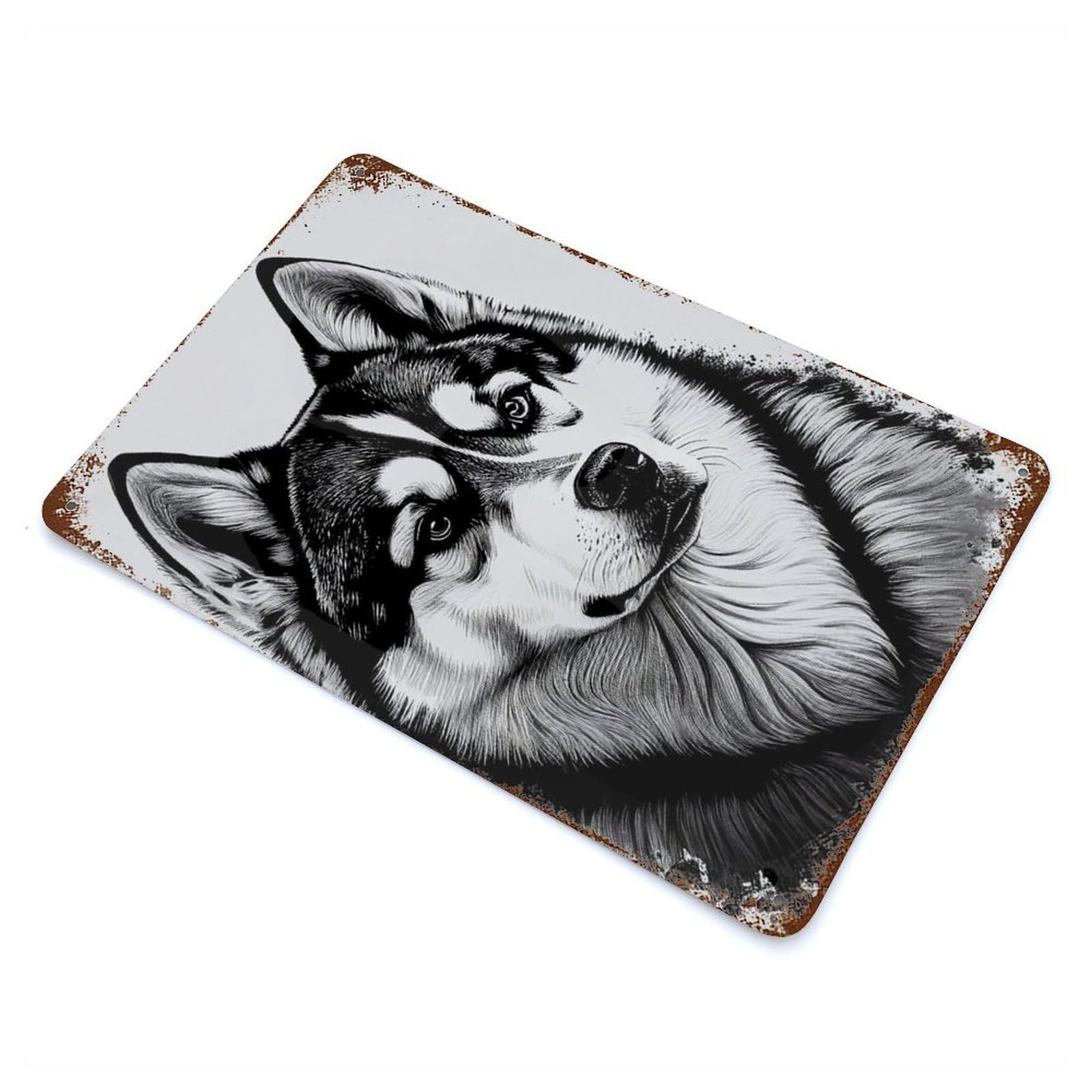 Siberian Husky Drawing Dog Rustic Tin Plaque 11.8"x7.9", for Shed, Workshop And Garage Wall Decor, Farmhouse Wall Decor