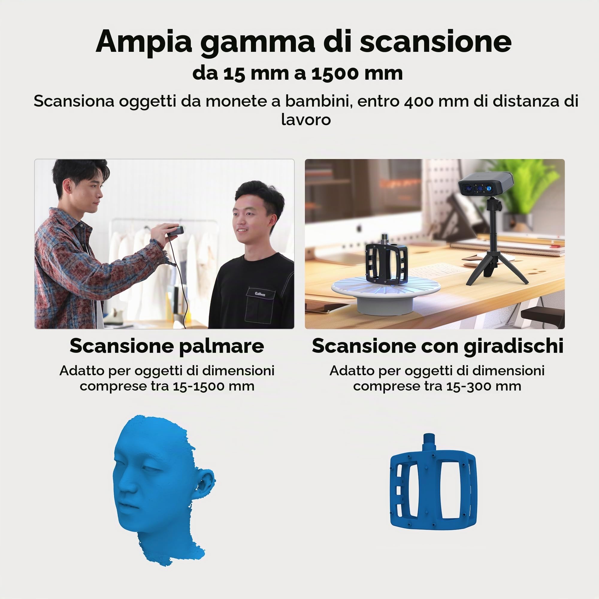 3DMakerpro Moose Premium Scanner 3D per Stampante 3D, 0,03mm e IA | Kit Scanner 3D con tracciamento IA senza marker, texture 24 bit per colori fedeli e accessori Premium, Windows e Mac