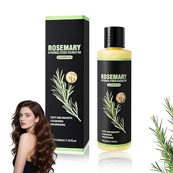 Rosemary Hair Growth Shampoo for Thinning Hair for Women and Men, Rosemary Hydrolyzed Keratin Shampoo Strengthens Hair Strands, Gentle and Silicone-free for All Hair Types 7.76 fl.oz