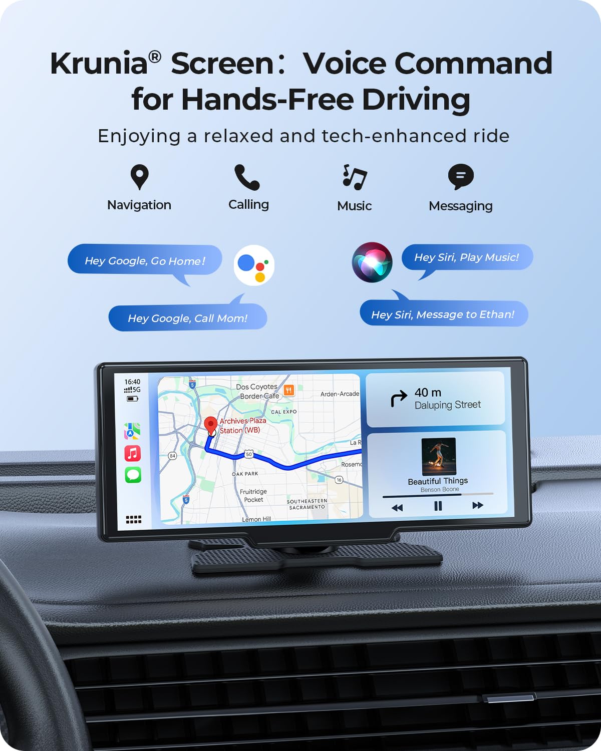 Bezprzewodowy przenośny wyświetlacz Car Play o przekątnej 9,26" z przednią kamerą 4K i tylną kamerą HD - podwójna kamera samochodowa dla Apple CarPlay i Android Auto z aktualizacjami OTA