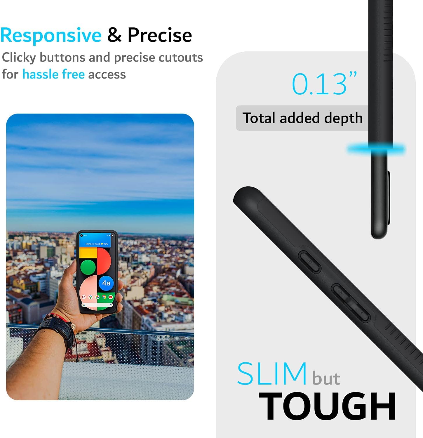 TUDIA DualShield Designed for Pixel 4a 5G Case (2020), [Merge] Shockproof Dual Layer Military Grade Drop Protection Slim Protective Case Cover - Matte Black