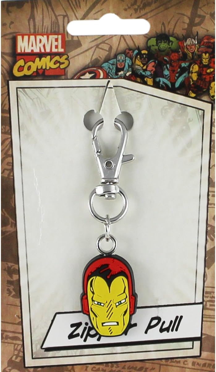 Licenses Products Marvel Comics Retro Iron Man Head Rubber Zipper Pull Figure