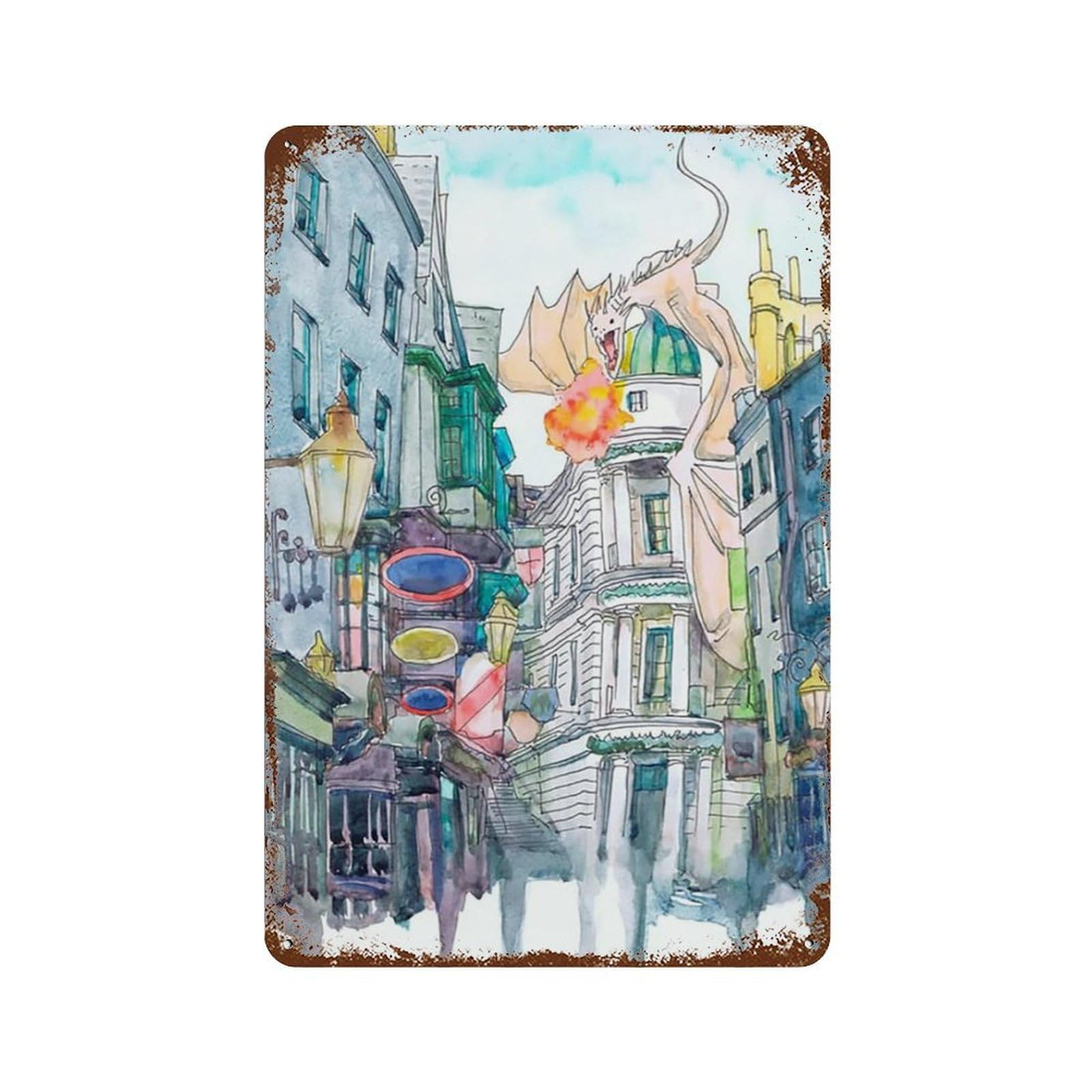 xiaoxiaoshen Wizarding World Diagon Alley Wall Decor Art Metal Tin Poster Modern Home Decor Art Home Bar Shop Decorations Vintage Sign 30x20cm