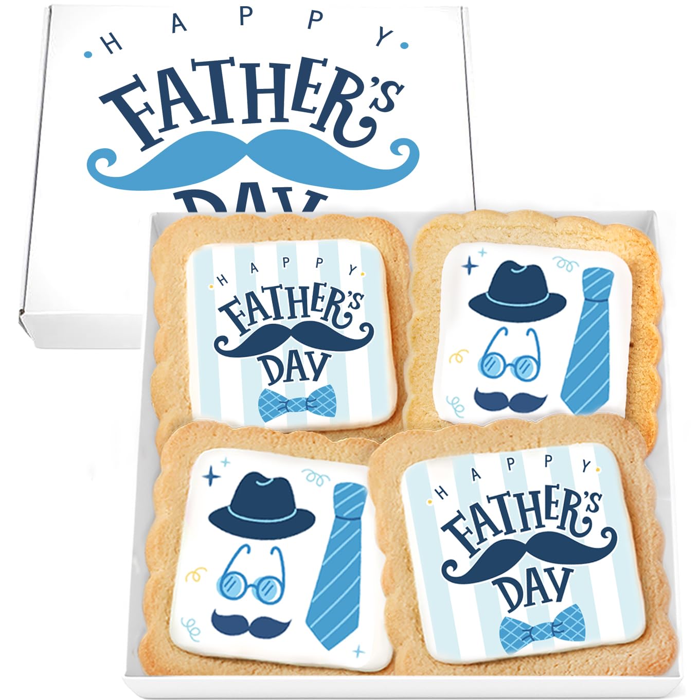Fathers Day 4 Pack Party Favors Cookies Decorated for Dad | INDIVIDUALLY WRAPPED Sugar Cookies | Gift Basket Peanut & Nut Free Bulk