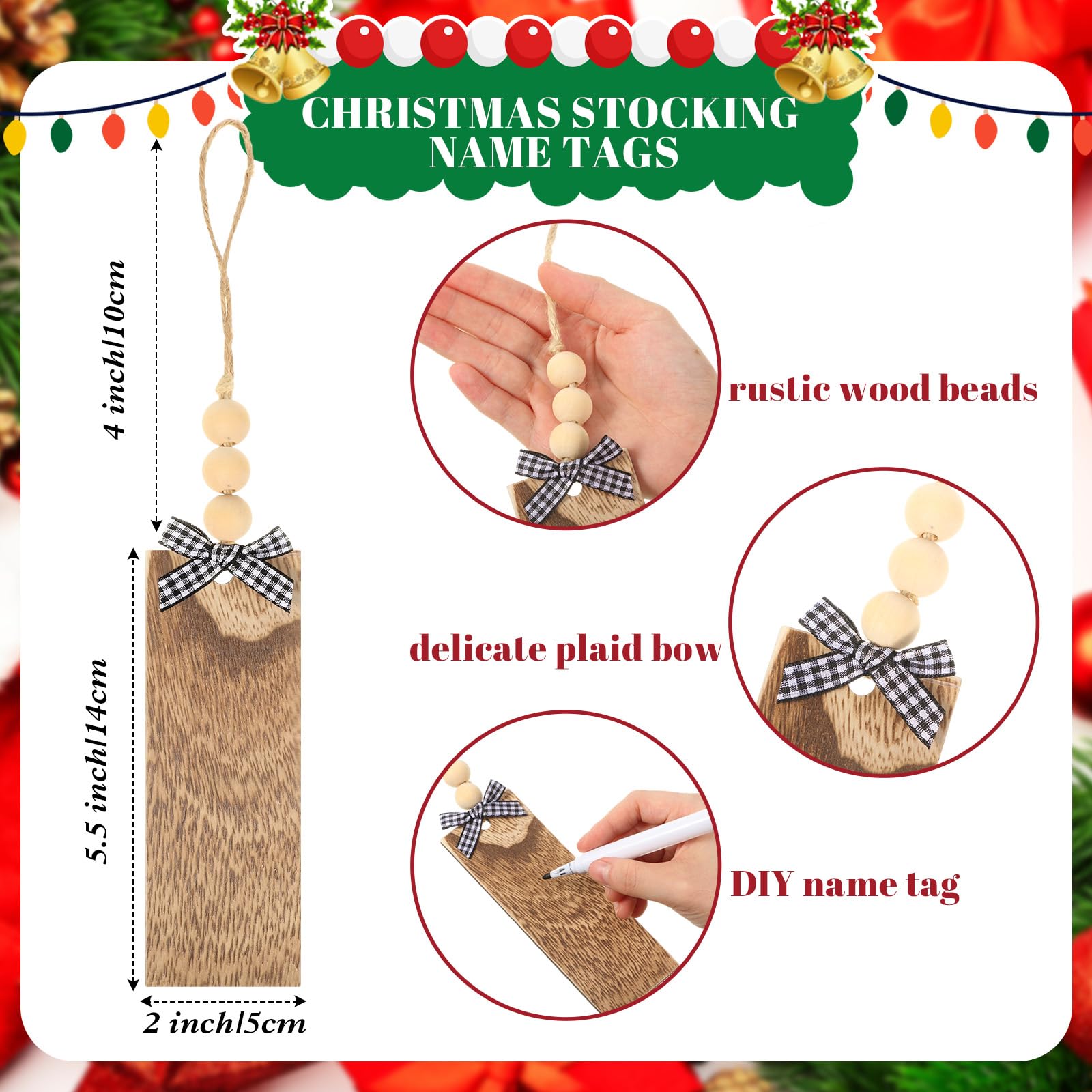 Cozypower Weihnachtsstrümpfe mit Namensschild, 45,7 cm, große Zopfstrickstrümpfe, Weihnachtsstrumpf, Kamin, hängende Strumpf, Geschenktüten für Kamin, Weihnachtsbaumschmuck, Rot, 4 Stück