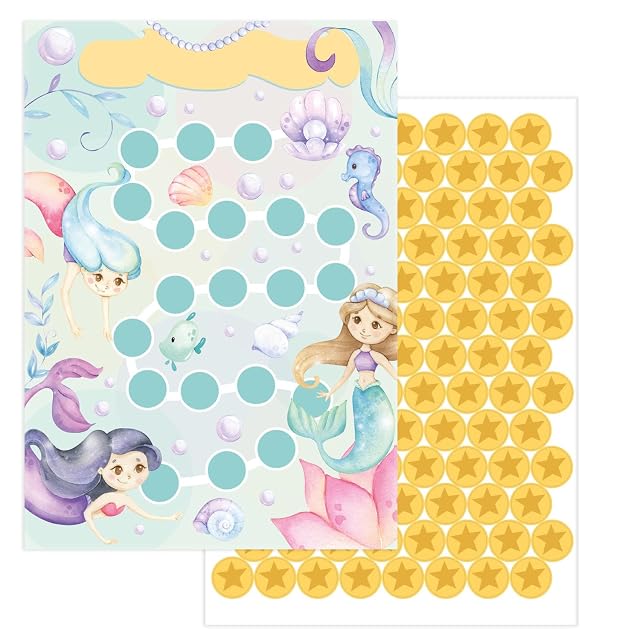 Pack de 10 tablas de recompensas para niños - Motivo: Sirenas