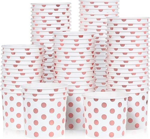 Vasos de papel para helado, 100 cuencos de postre desechables de 10.5 fl oz para alimentos calientes o fríos, suministros de fiesta de 10.5 fl oz