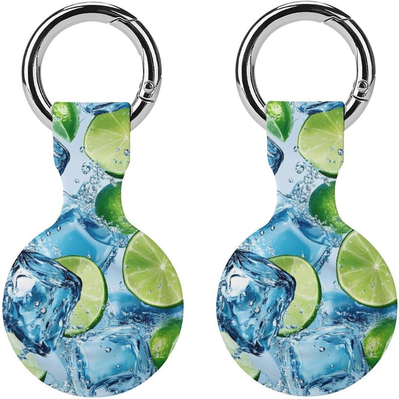 (Ice-Cubes) and Lime Slices Funny Cover Compatible with AirTag Case Protector GPS Tracker Holder with Keychain