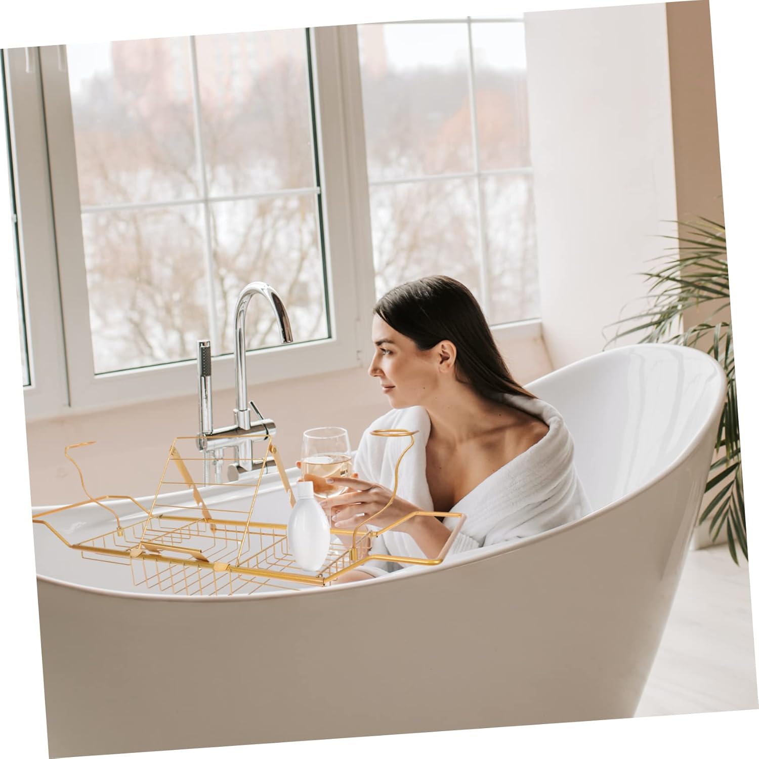 Telescopic Bath Tub Shelf Tub Tray Bathroom Storage Organizer Sturdy Stainless Steel