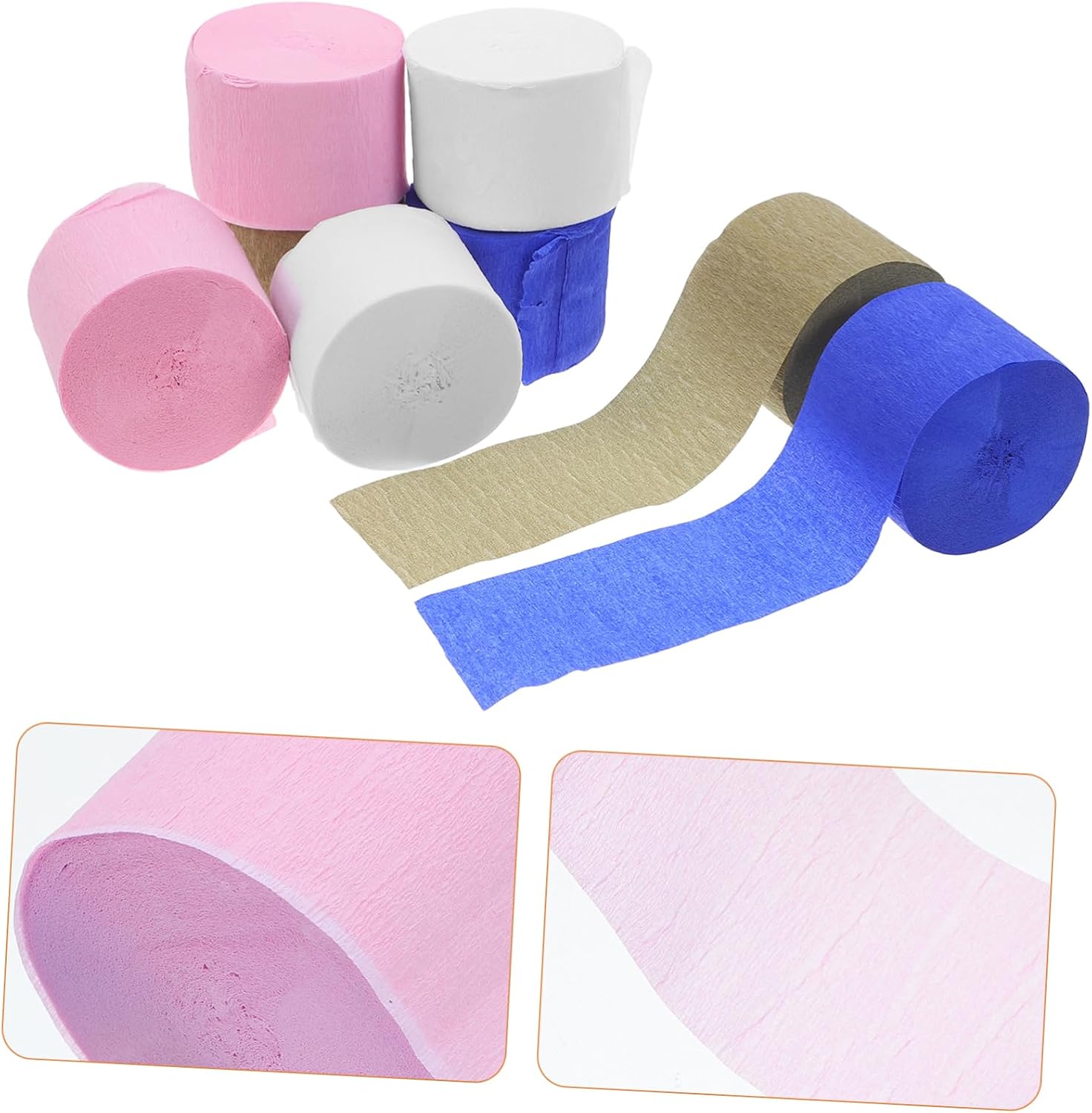 Hohopeti 8rolls Gradient Crepe Paper Streamers for Birthday Party Shower Wedding Decorations Easy to Cut and Use Soft Material Wrinkled Design