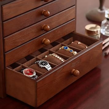 Wooden Jewelry Box, Extra Large Wooden Jewelry Box, 10 Drawers, for Storing Jewelry, Watches, Necklaces, Etc.