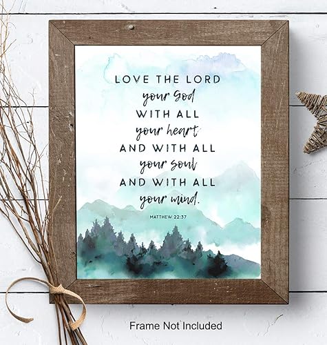 Miniatura 7 de Bible Verse Wall Art - Religious Wall Decor - Love the Lord - Scripture Art - Christian Gifts for Women, Men, Kids Bedroom - God Decor - Spiritual