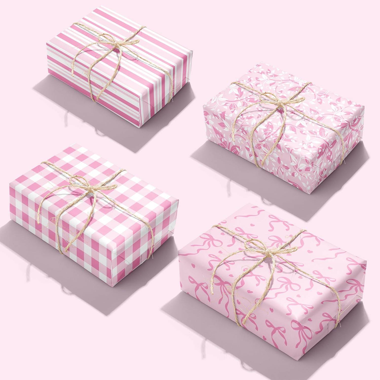 Motiie Pink Wrapping Paper Sheet - 8 Sheets Folded Flat Wrap with