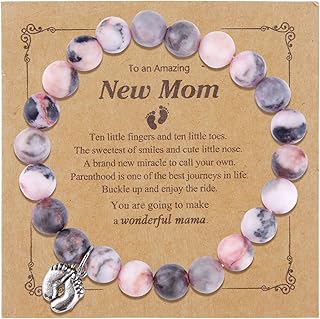 New Mom Bracelet Gift Handmade Beaded Bracelet for First Time MOTHER Baby Shower Present for Women Encouragement Jewelry for New Mothers Gift for Postpartum MOM With Inspirational Message Card