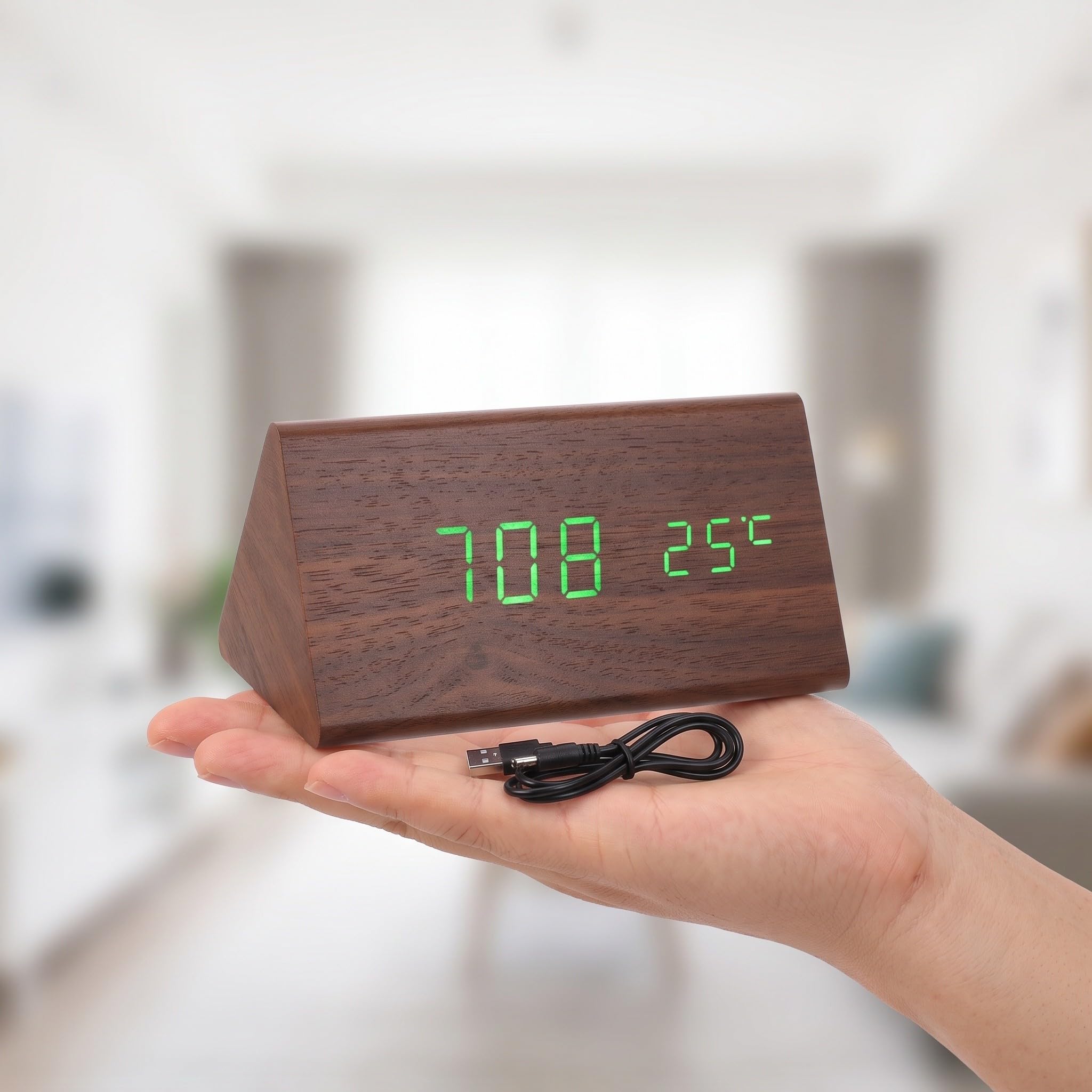 Zerodeko Reloj Despertador Digital, Reloj LED Triangular silencioso con luz