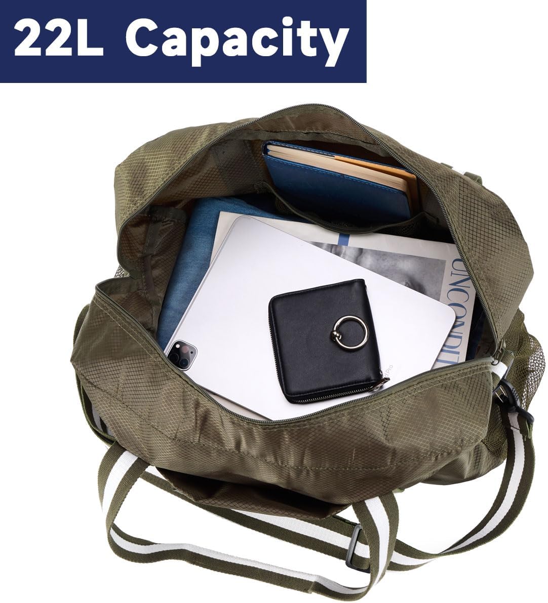 Arxus Foldable Tote Bag for Travel Expandable Lightweight Carry On Luggage 22L Packable Duffle Bag for Traveling - Image 6