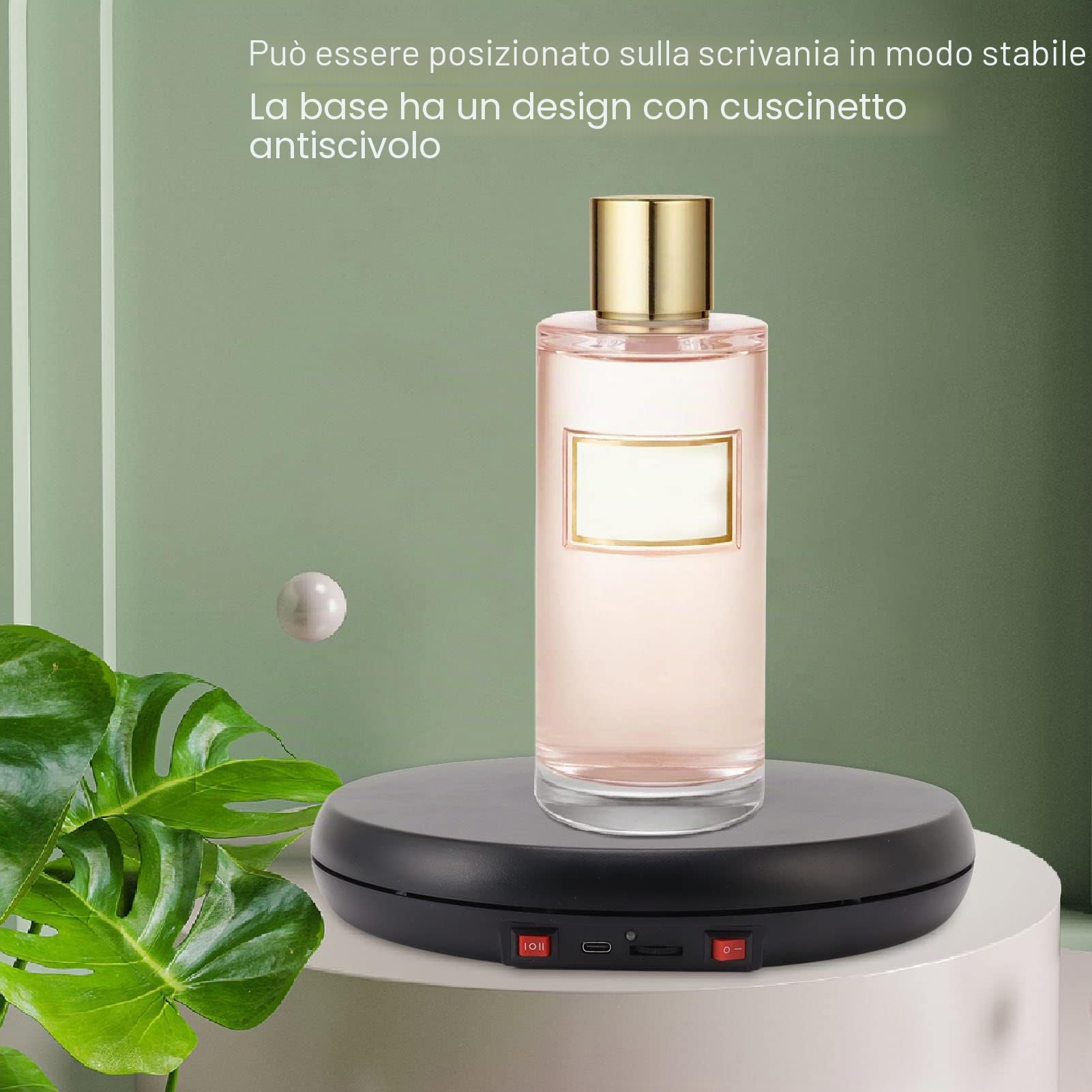 Tyenaza Espositore Rotante, Tavolo Espositivo Rotante Elettrico, Luce LED 25cm Silenzioso 20kg capacità di Carico Espositore Giradischi per Gioielli