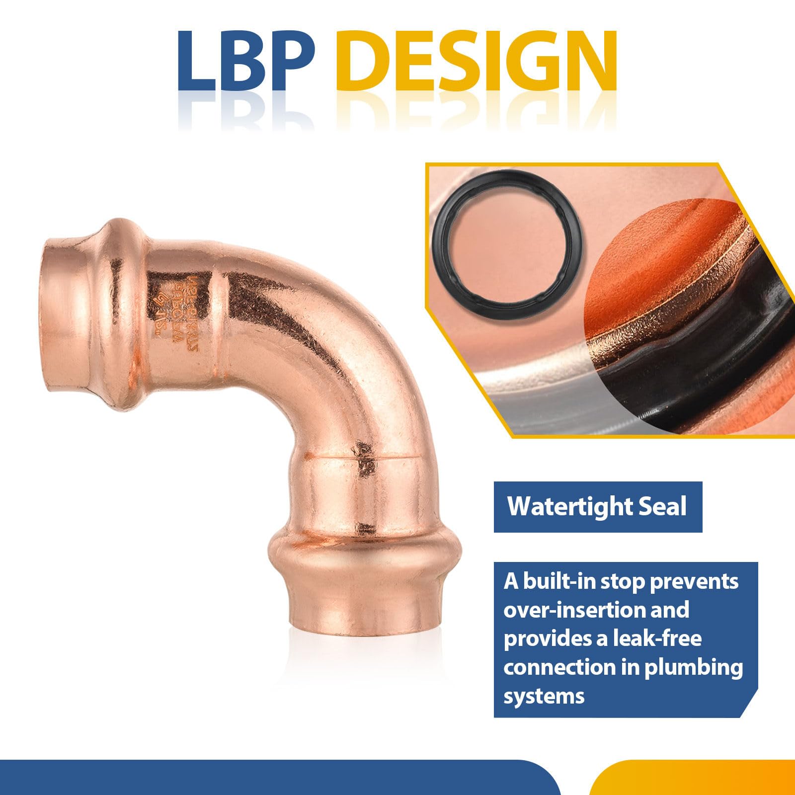 Paquete de 30 Codos de presión de Cobre GUOFIS, Codo de presión de 90 Grados de 1/2 Pulgada P x P para tuberías de Agua.