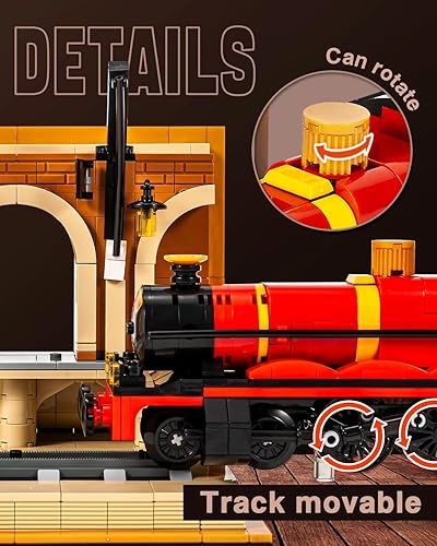 Miniatura 5 de dOvOb Magic Book - Juego de bloques de construcción de tren de vapor (929 unidades), locomotora de vapor coleccionable, juguetes de construcción