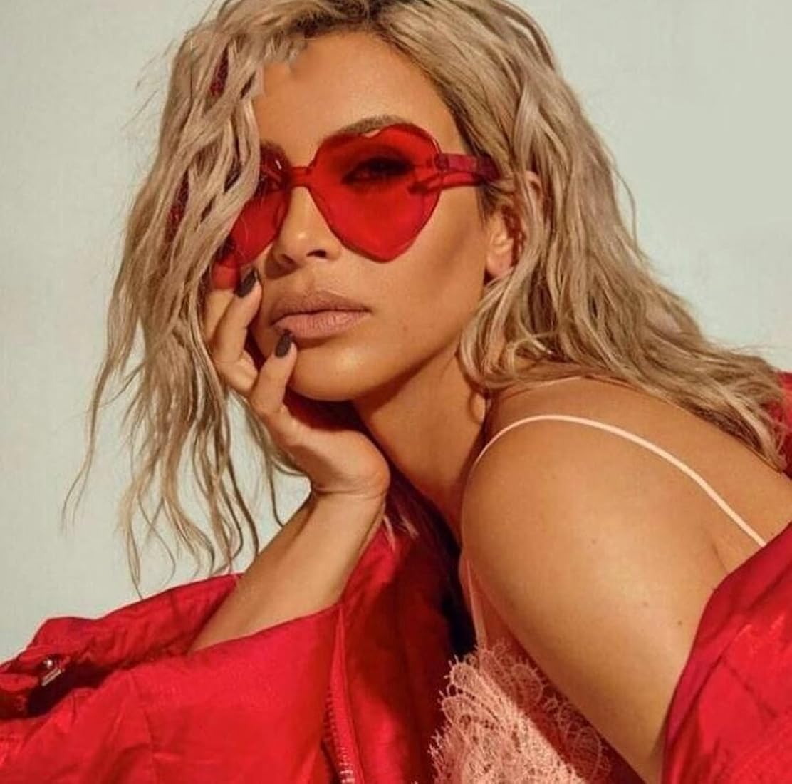 Buy FEISEDY Heart Shaped Love Sunglasses Rimless One Piece Stylish