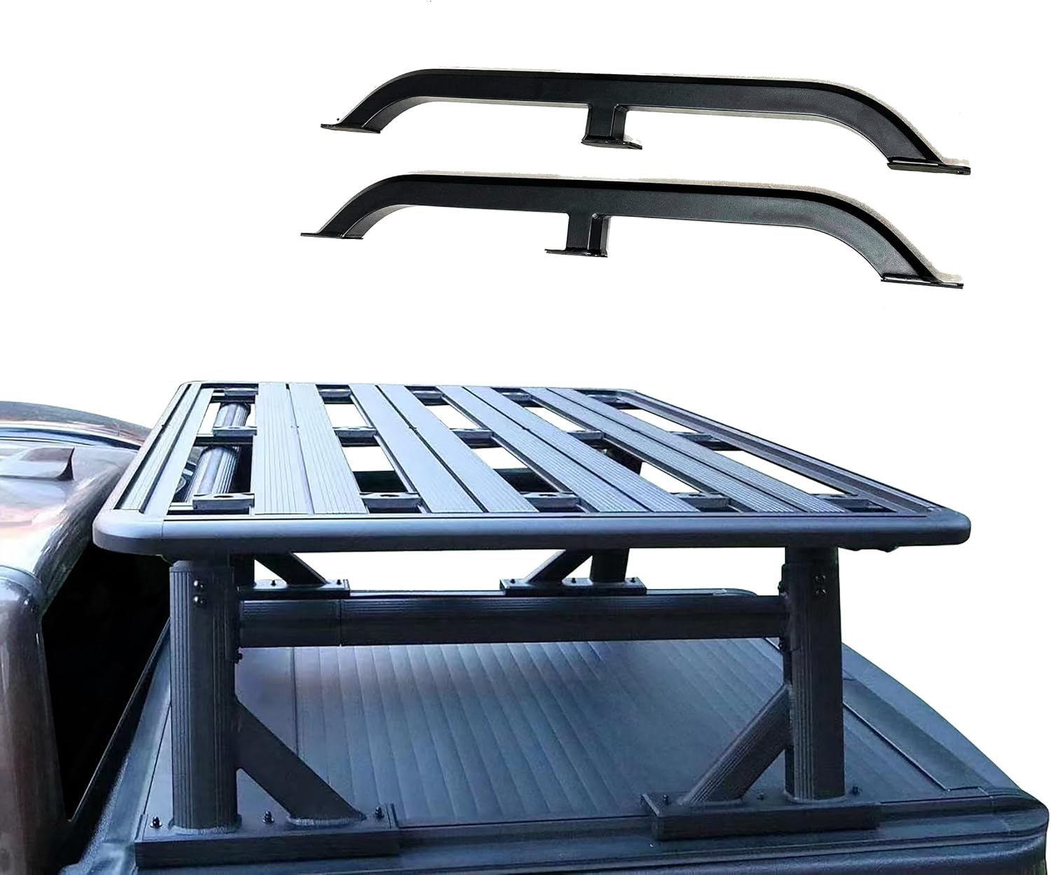 Black Horse Spike Adjustable Bed Rack and Cargo Platform System for Midsize Trucks Black Compatible with 2005-2024 Colorado|2005-2024 Frontier|2005-2024 Ranger|2005-2024 Tacoma|2019-2024 Gladiator