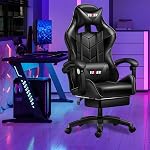 Ergonomic Gaming Chair Racing Style Adjustable Height High-Back PC Computer Chair with Headrest and Lumbar Support Executive Office Chair, Black with Footrest