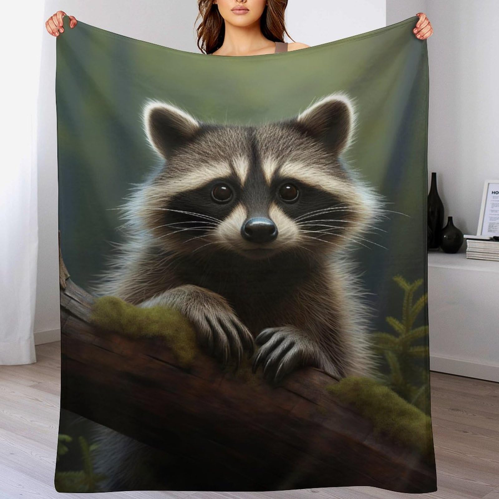 Plaid raton laveur en flannel polaire pour lit et canapé de salon