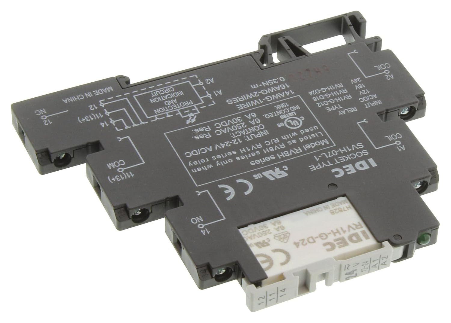 IDEC RV8H-L-AD24 24 V AC/DC Coil, 50/60 HZ, 6 MM, Electromechanical Relay, Interface Relay, RV8 Series, Screw TERMINALS, Standard