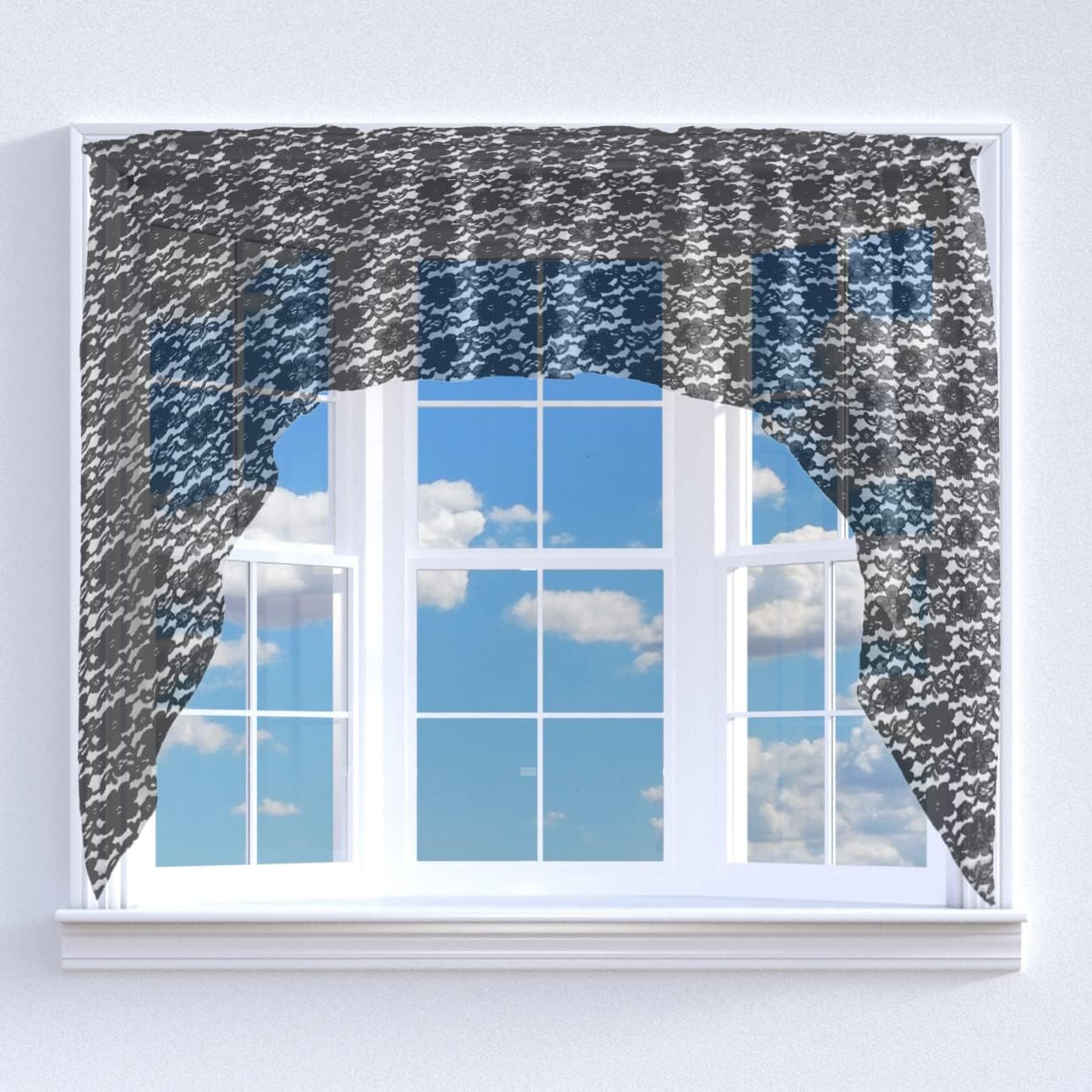 Zen Creative Designs Sheer Floral Lace Swag Window Valance Home Décor Bedroom Nursery Kitchen Window (Coral)
