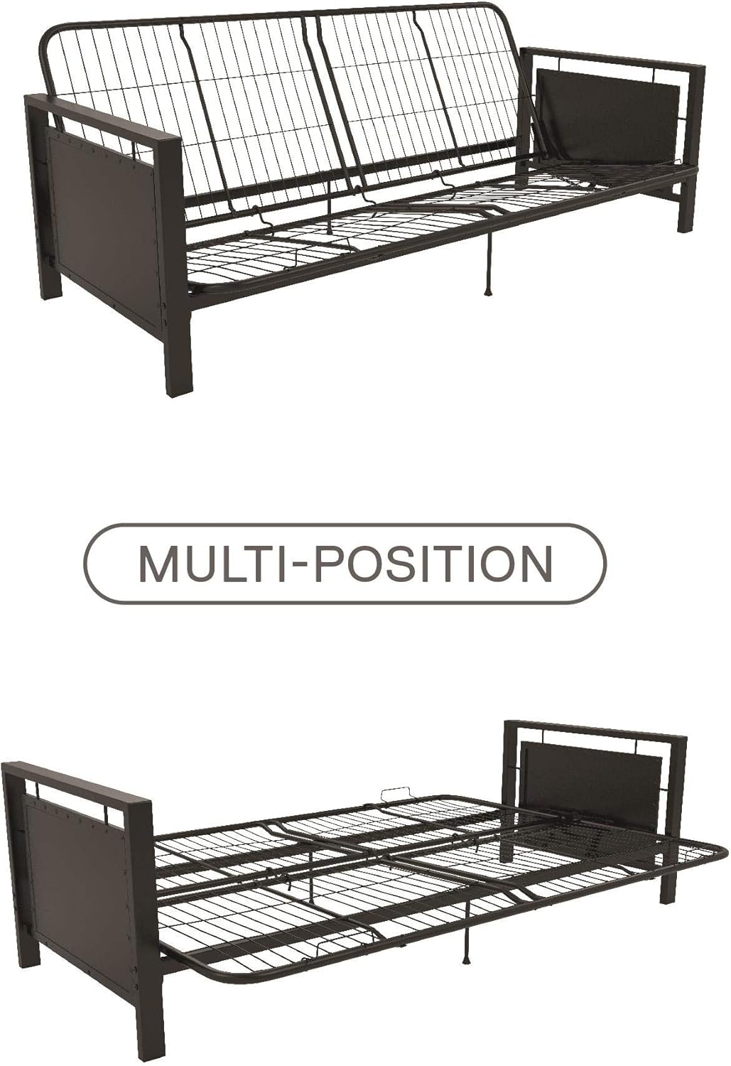 Frее Shірріng Ovеr $50 DHP Henley Metal Arm Futon Frame, Industrial Loft Design, Converts to Sleeper, Black Sturdy Metal