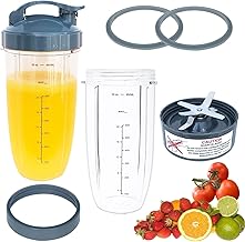 [UPGRADE] Replacement 32oz Blender Cups & Blade Part Compatible with NutriBullet 600w/900w Blender (7 Pieces)