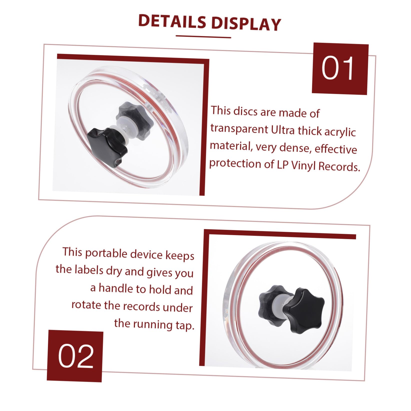 NUOBESTY Portaetichetta per Vinile in Acrilico con Silicone Protettivo Protettore per Etichette di Dischi in Vinile Antigoccia