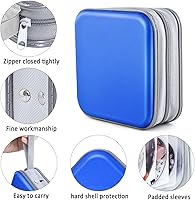 Vista 32 de Funda para CD, soporte para cartera de DVD, funda para CD/DVD, 40 discos, bolsa resistente, carpeta de almacenamiento, álbum (puple)