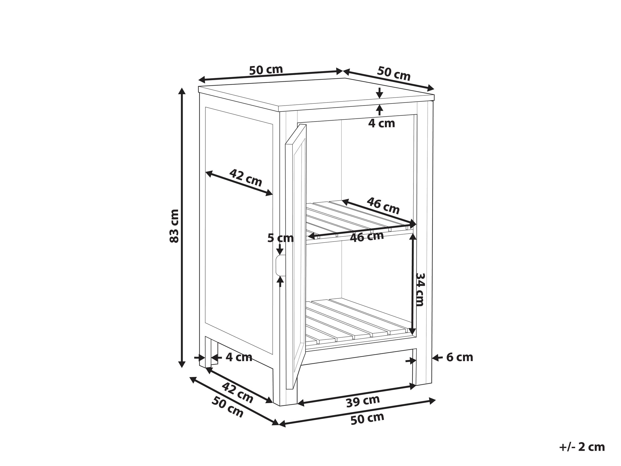 Outdoor-Küchenschrank Akazienholz braun schmal 50x50x83 cm 1 Tür Brucoli