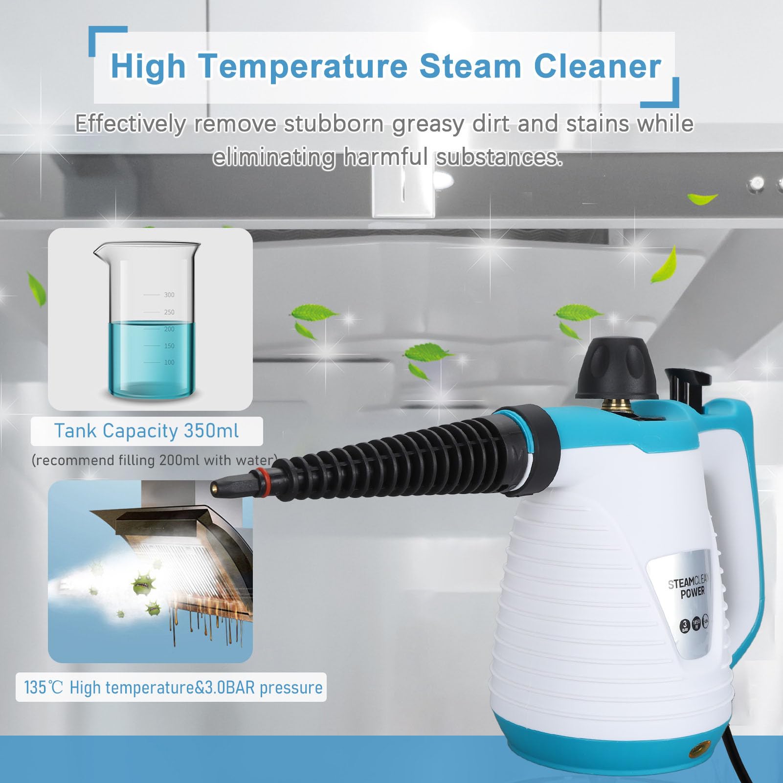 Amazon.co.jp : 350ml ハンドヘルドスチームクリーナー 表面スチーム